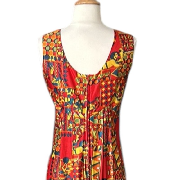 Vintage 60s Joni Apple Egyptian Revival Maxi Psychedelic Boho Tribal Print - Picture 12 of 17